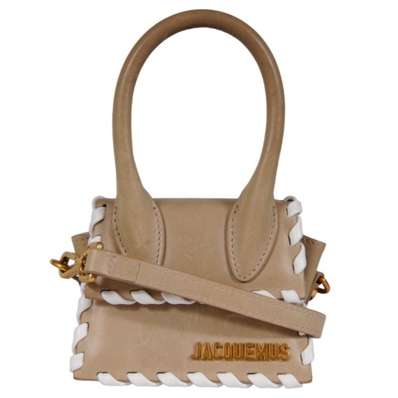 Jacquemus  Le Chiquito Mini Top Handle Crossbody Bag Tan Whit Whipstitch Leather - Picture 1 of 16